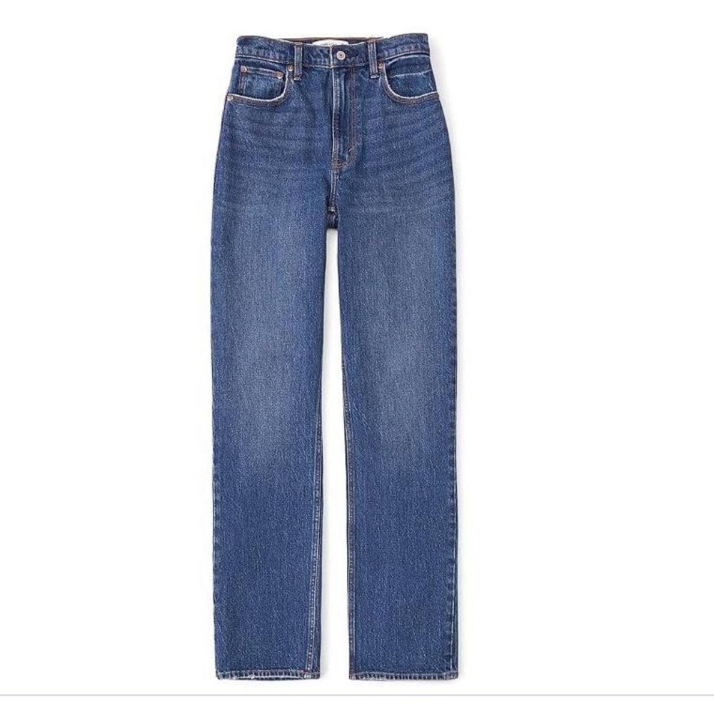 Abercrombie & Fitch Ultra High Rise 90s Straight Jean Dark Wash 28 Extra Long